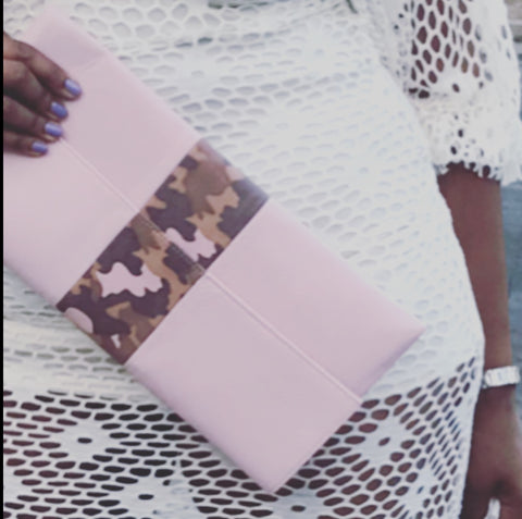 Soft Pink Leather Clutch