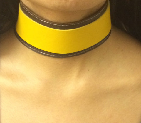 Two Toned Mustard and Chocolate Choker Necklace