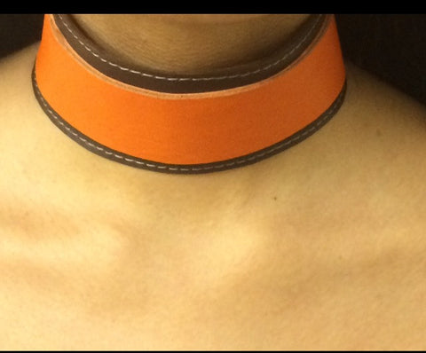 Two Toned Orange and Chocolate Choker Necklace